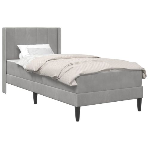 Рамка за легло с матрак Светлосиво 80 x 200 cm Кадифе