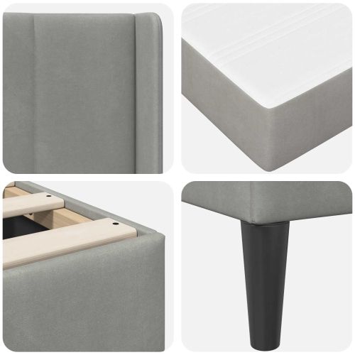 Рамка за легло с матрак Светлосиво 80 x 200 cm Кадифе