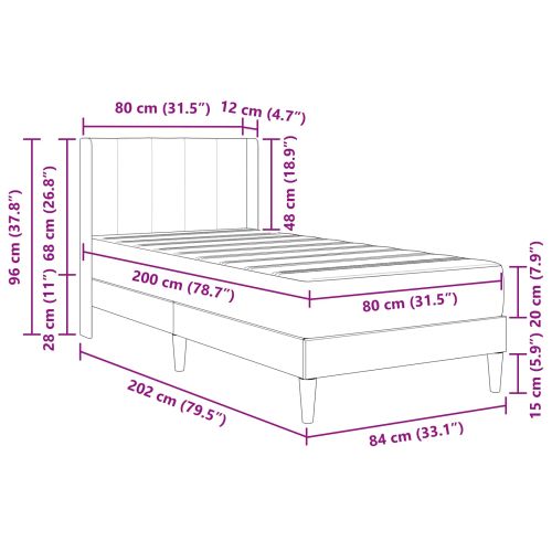 Рамка за легло с матрак Тъмен зелен 80 x 200 cm Кадифе