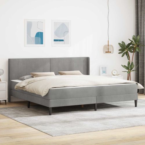 Рамка за легло с матрак Светлосиво 200 x 200 cm Кадифе