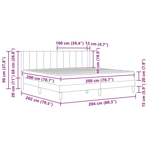 Рамка за легло с матрак Светлосиво 200 x 200 cm Кадифе
