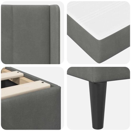 Рамка за легло с матрак Тъмен сив 200 x 200 cm Кадифе