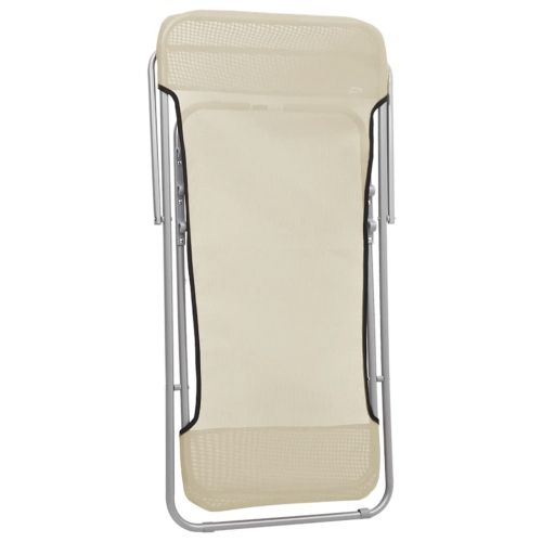 Сгъваеми плажни столове 2 бр кремави текстилен и стомана