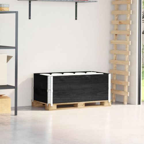 Палетни страници, черно, 2 бр, 80x60 см, борова дървесина масив