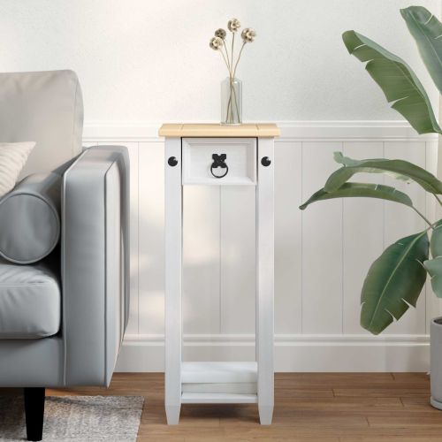 Стойка за растения Бяло 30 x 30 x 73 см Солидно борово дърво