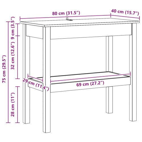 Конзолна маса Восъчен Кафяв 80 x 40 x 75 см Масивна боровина