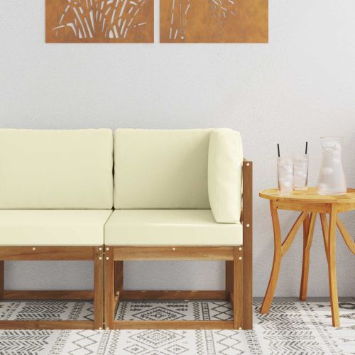 Външен ъглов диван Солидно акациево дърво Естествен