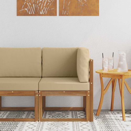 Външен ъглов диван Солидно акациево дърво Естествен