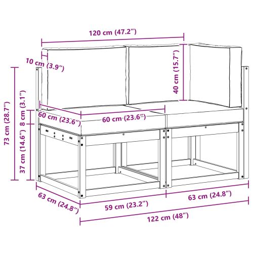 Външен среден и ъглов диван 2 Брой Натурален и Крема