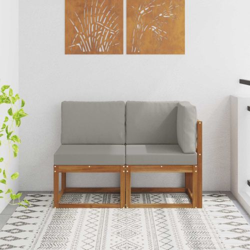 Външен модулен и ъглов диван 2 Брой Естествено и светло сиво