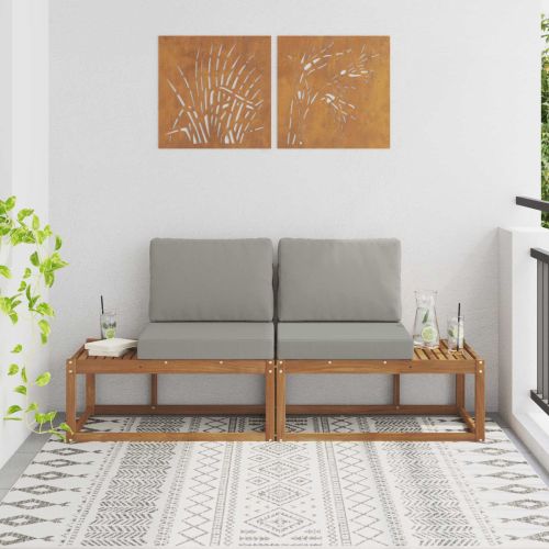 Външен край на диван 2 Брой Естествено и светло сиво