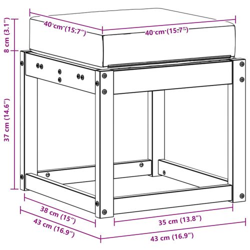 Столче пейка Естествено и светло сиво 43 x 43 x 37 см