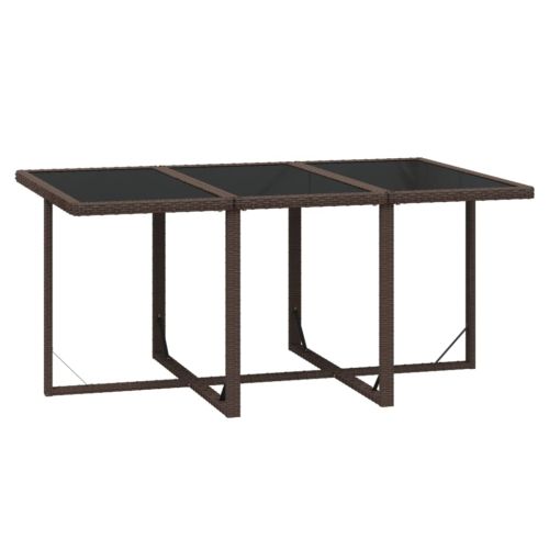 Градински трапезен комплект възглавници 7 части кафяв полиратан