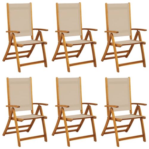Сгъваеми градински столове, 6 бр, акация масив и textilene