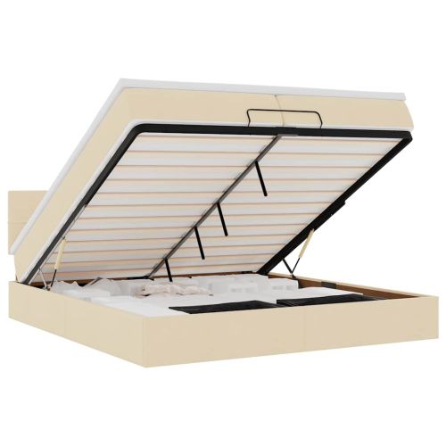 Османска легло с матрак, кремава, 200x200 см, плат