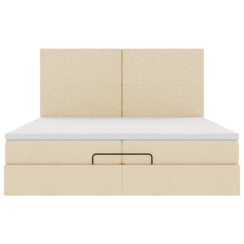 Османска легло с матраци, кремаво, 200x200 см, плат