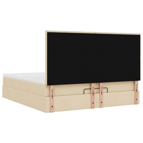 Османска легло с матраци, кремаво, 200x200 см, плат