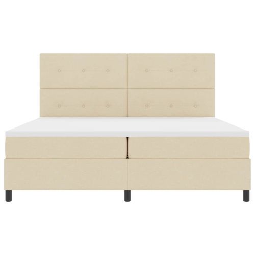 Легло с пружинирана основа с матрак Крем 200 x 200 cm текстил