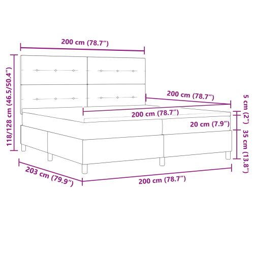 Легло с пружинирана основа с матрак Крем 200 x 200 cm текстил