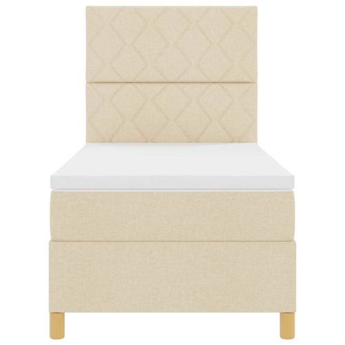 LED кутия за пружини с легло с матрак Крем 100 x 200 cm текстил