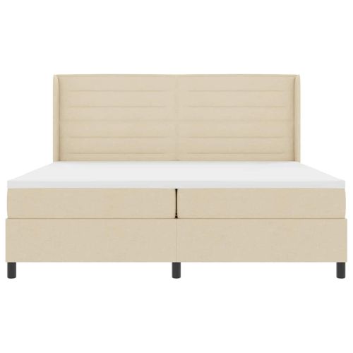 LED кутия за пружини с легло с матрак Крем 200 x 200 cm текстил