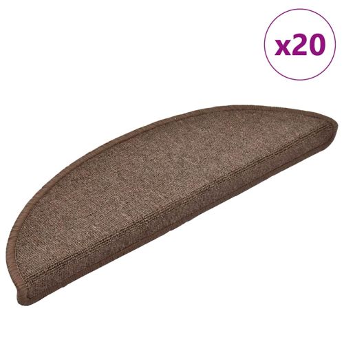 Изтривалки за стълби, 20 бр., 56x17x3 см, кафеенокафяви, полукръгли