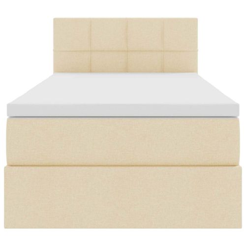 Легло с място за съхранение и LED Кремав 100 x 200 cm текстил