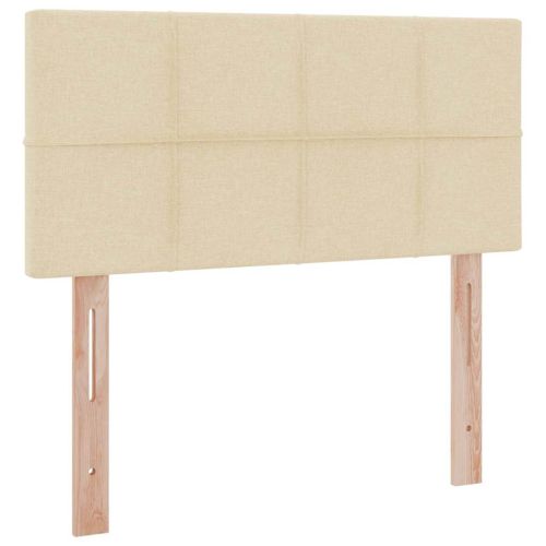 Легло с място за съхранение и LED Кремав 100 x 200 cm текстил