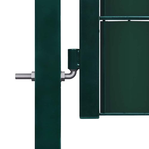 Оградна порта PVC и стомана 100x100 см зелена
