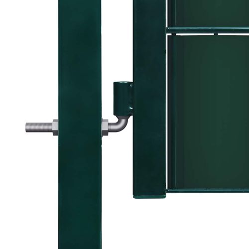 Оградна порта PVC и стомана 100x204 см зелена