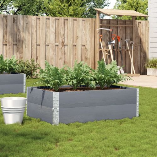 Градинска кашпа, сив, 120x80 см, борова дървесина масив