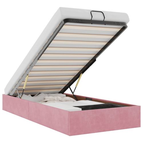 Османска рамка за легло без матрак, розова, 100x200 см, кадифе