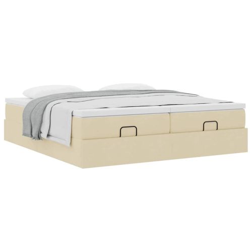 Османска легло с матраци, кремаво, 200x200 см, плат
