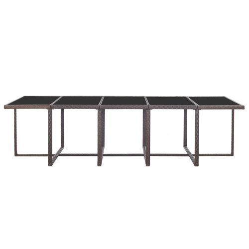 Градински комплект с възглавници, 15 части, кафяв полиратан