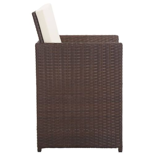 Градински комплект с възглавници, 15 части, кафяв полиратан