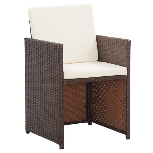 Градински комплект с възглавници, 17 части, кафяв полиратан