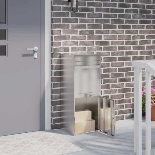 Пощенска кутия за пратки с врата Сребрист 47,5 x 38 x 59 см