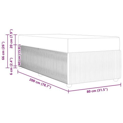 Рамка за легло с матрак Черно 80 x 200 cm текстил