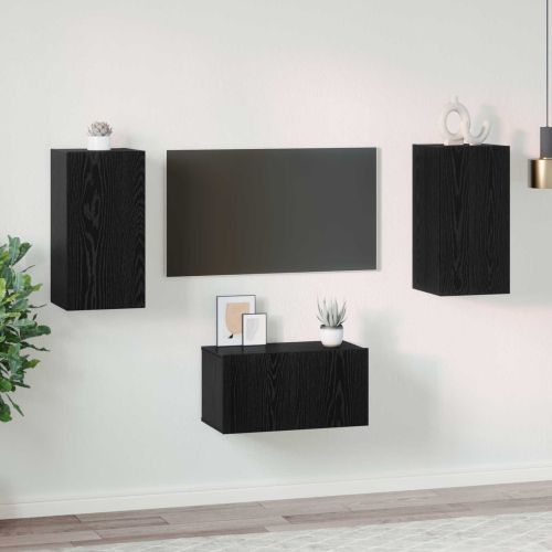 Комплект ТВ шкаф 3 pcs Черния дъб Инженерно дърво