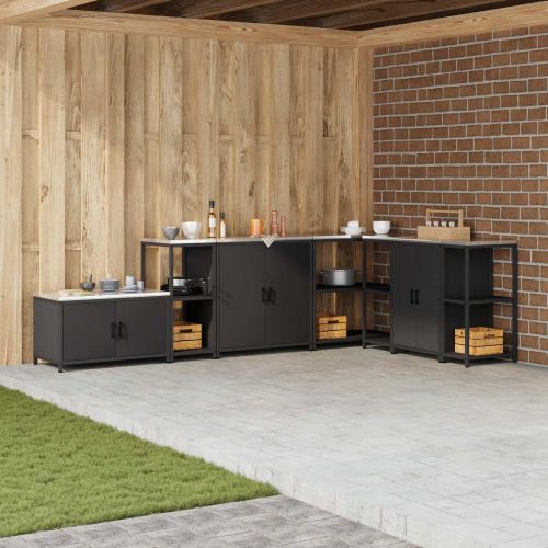 Кухненска рафтова единица HATTEM Черно 40 x 50 x 92 см Стомана