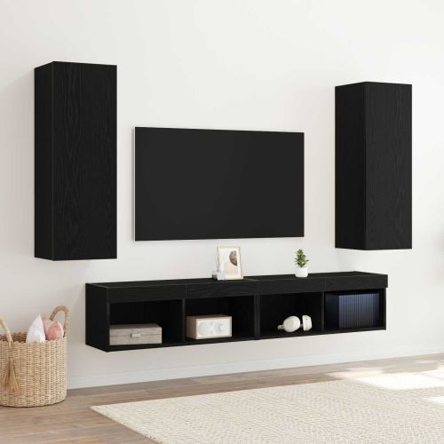 Стенен ТВ шкаф 2 pcs Черния дъб 30,5 x 28,5 x 90 см