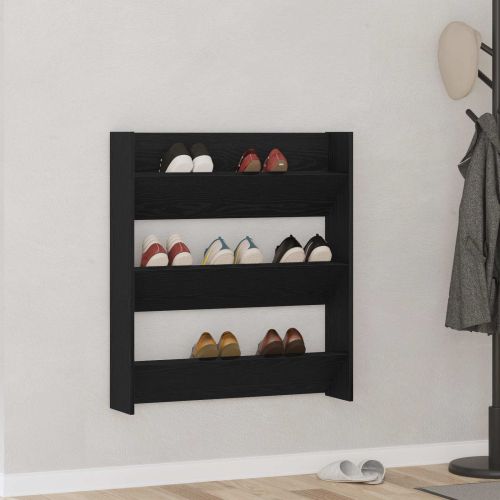 Шкаф за обувки Черния дъб 80 x 18 x 90 см Инженерно дърво