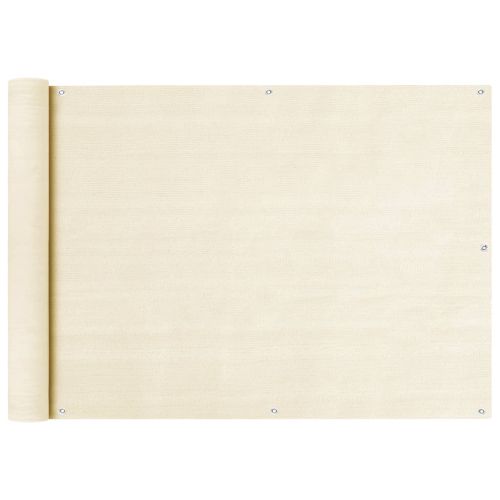 Балконски параван, кремав, 75x400 см, HDPE