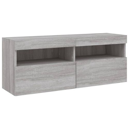 ТВ стенни модули с LED, 5 части, сив сонома, инженерно дърво