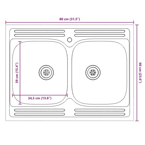 Мивка с шкаф със съхранение Lucca 2 pcs Черно Инженерно дърво