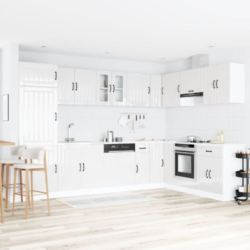 Мивка с шкаф с врата Lucca 2 pcs Лъскаво бяло Инженерно дърво