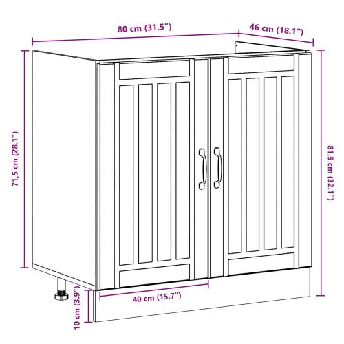 Мивка с шкаф с врата Lucca 2 pcs Сонома дъб Инженерно дърво