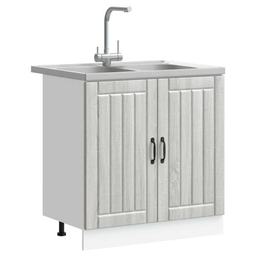 Мивка с шкаф с врата Lucca 2 pcs Сив Сонома Инженерно дърво