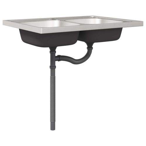 Мивка с шкаф със съхранение Porto 2 pcs Черно Инженерно дърво