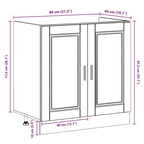 Мивка с шкаф със съхранение Porto 2 pcs Черно Инженерно дърво
